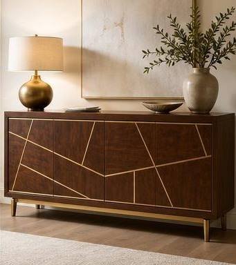Brass-Inlay Sideboard Buffet