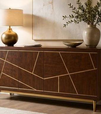 Brass-Inlay Sideboard Buffet