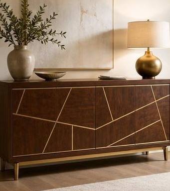Brass-Inlay Sideboard Buffet