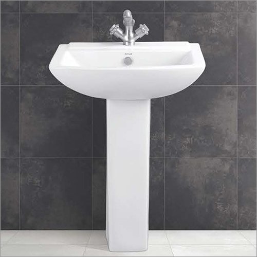 Premium Full-Pedestal Vitreous-China Wash Basin – Complete Set