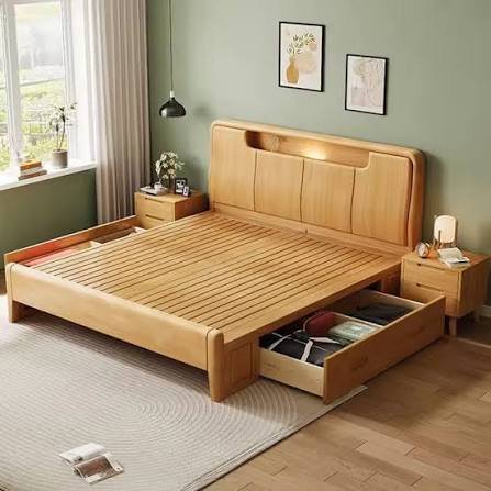 Queen Oak Platform Bed